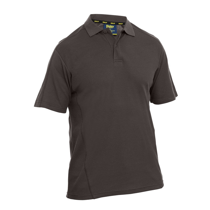 Bisley BK1202 Short Sleeve Polo, charcoal, front view, breathable, easy care fabric