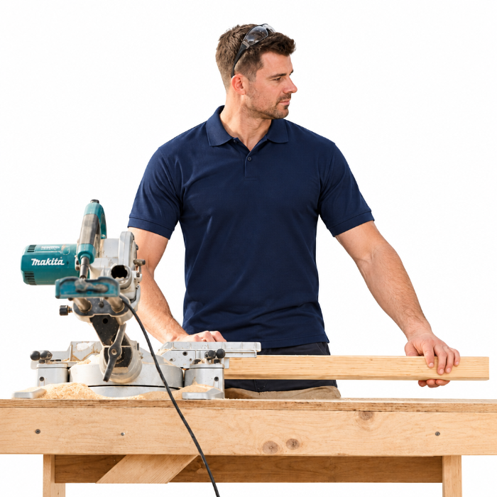 Bisley BK1202 Short Sleeve Polo, model view, navy