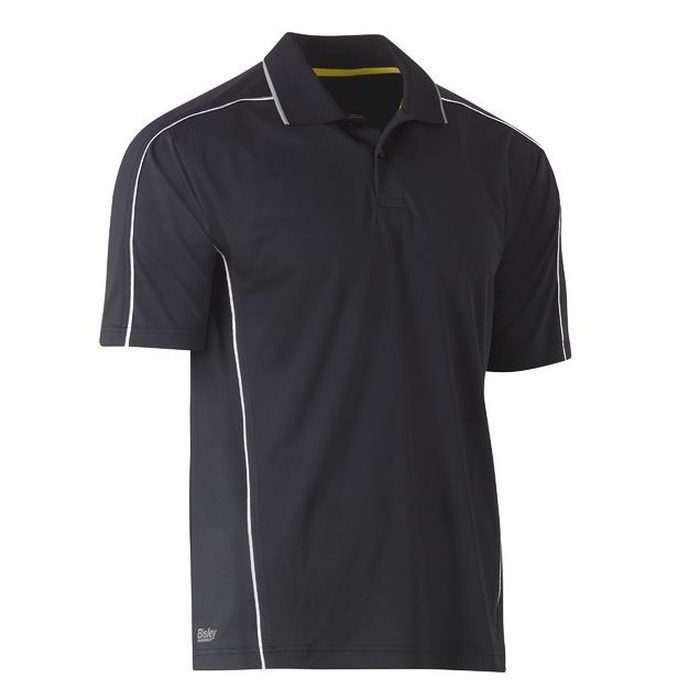 Modern fit, charcoal, workwear, Bisley BK1425 Cool Mesh Polo With Reflective Piping, front view