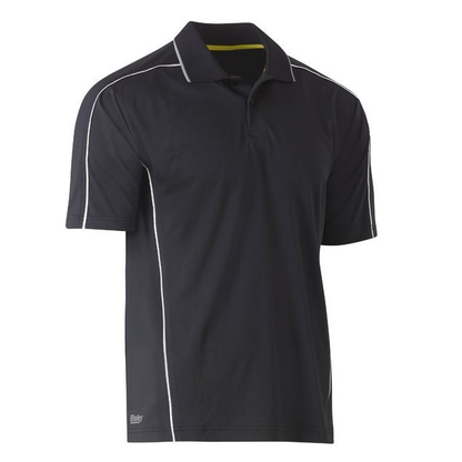 Modern fit, charcoal, workwear, Bisley BK1425 Cool Mesh Polo With Reflective Piping, front view