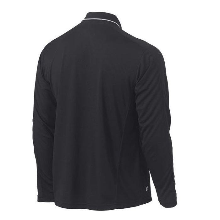 Bisley BK6425 Cool Mesh Long Sleeve Polo With Reflective Piping, black, rear view