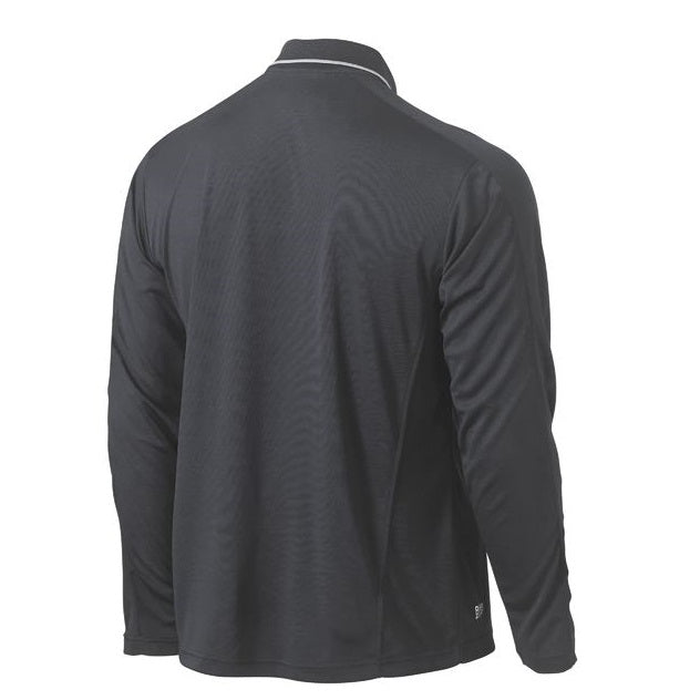 Bisley BK6425 Cool Mesh Long Sleeve Polo With Reflective Piping, charcoal rear view