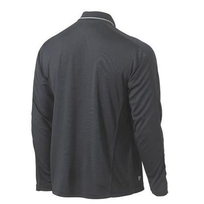 Bisley BK6425 Cool Mesh Long Sleeve Polo With Reflective Piping, charcoal rear view