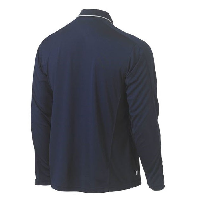 Bisley BK6425 Cool Mesh Long Sleeve Polo With Reflective Piping, navy, rear view