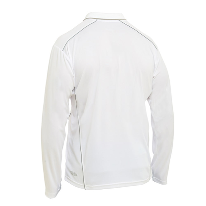 Bisley BK6425 Cool Mesh Long Sleeve Polo With Reflective Piping, white, rear view