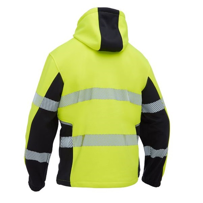 Bisley BK6571T FLX & Move™ Hi Vis Taped Liquid Repellent Fleece Hoodie, yellow/navy rear view