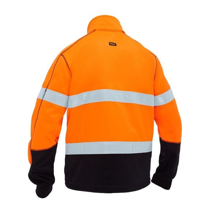 Bisley BK6611T Mens Taped Hi Vis Zip Front Fleece, orange/navy, rear view
