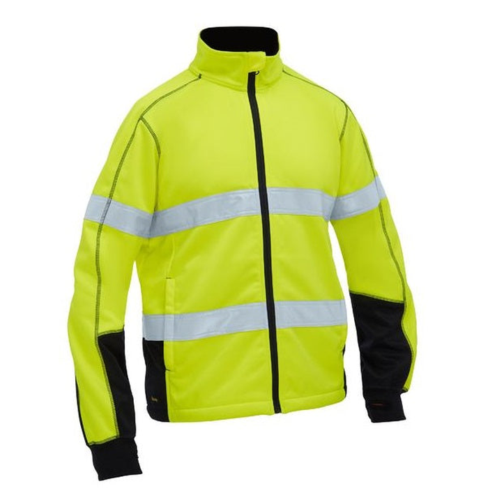 Yellow/navy, Bisley BK6611T Mens Taped Hi Vis Zip Front Fleece, front view, traditional fit