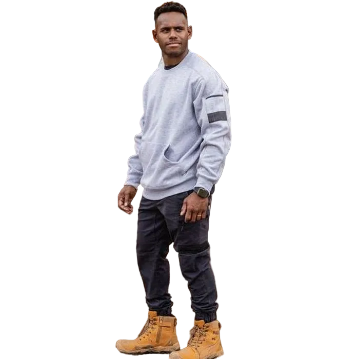 Model view, Bisley BK6723 Work Fleece Crew Neck Jumper