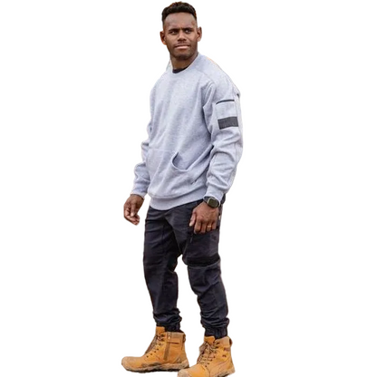 Model view, Bisley BK6723 Work Fleece Crew Neck Jumper