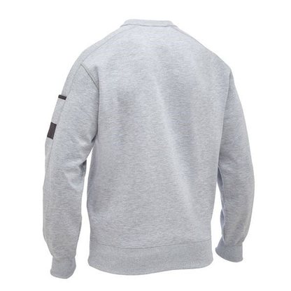 Bisley BK6723 Work Fleece Crew Neck Jumper, grey marle, rear view