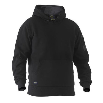 Black pullover hoodie with a kangaroo pocket Bisley BK6724 Work Fleece Hoodie, front view
