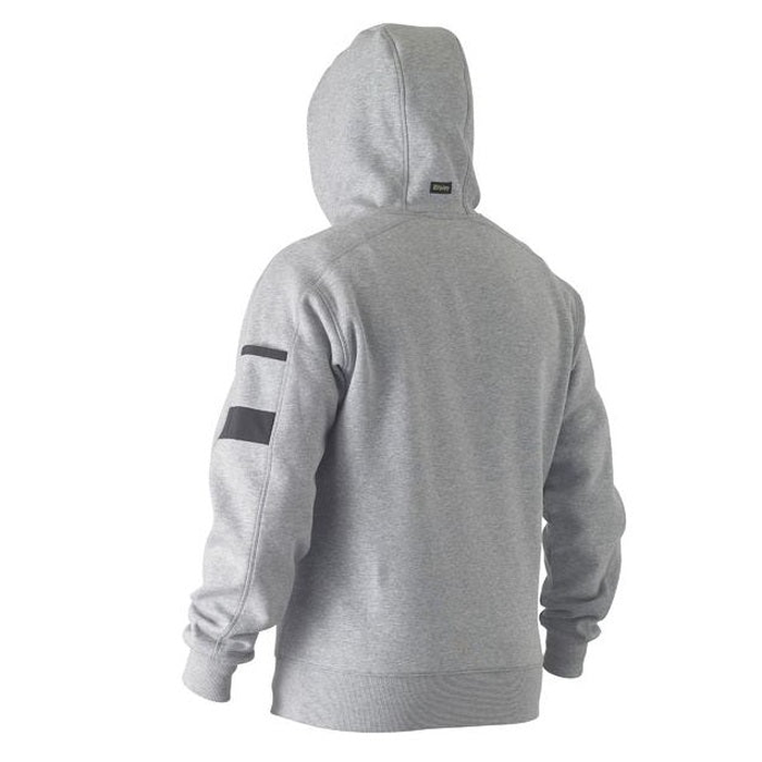 Grey marle, rear view, Bisley BK6724 Work Fleece Hoodie
