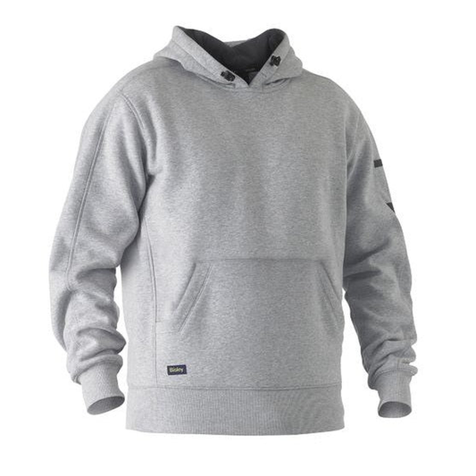 Grey marle, mens, pullover hoodie , Bisley BK6724 Work Fleece Hoodie, front view
