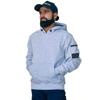 model view, Bisley BK6724 Work Fleece Hoodie, grey view