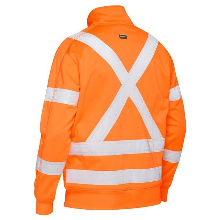 Bisley BK6814XT Taped HiVis Rail 1/4 Zip Pullover, rear view, orange