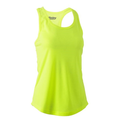 Bright neon yellow, Bisley BKL0439 Womens Racer Back Singlet, front view