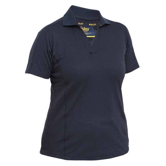 Bisley BKL1202 Womens Short Sleeve Polo, lightweight, breathable, front view, navy