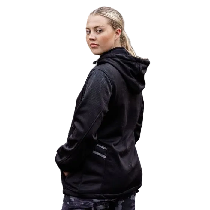 Model view, black, Bisley BKL6574 Womens FLX & Move™ Liquid Repellent Fleece Hoodie