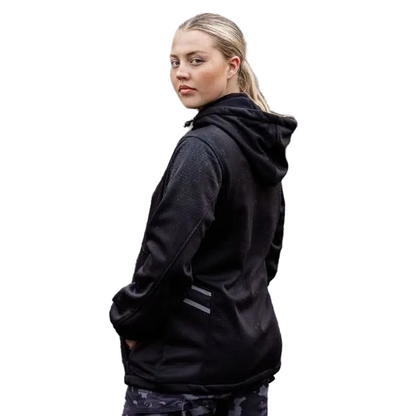Model view, black, Bisley BKL6574 Womens FLX & Move™ Liquid Repellent Fleece Hoodie