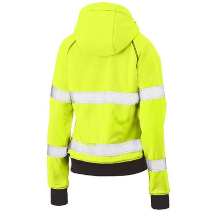 yellow/navy, rear view Bisley BKL6819T Womens Taped HiVis Fleece Hoodie