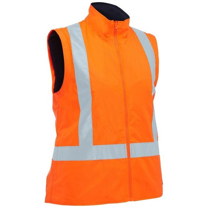 Bisley BKL6975 Womens Taped Hi Vis 5 In 1 Rain Jacket, front view, hi visability vest 