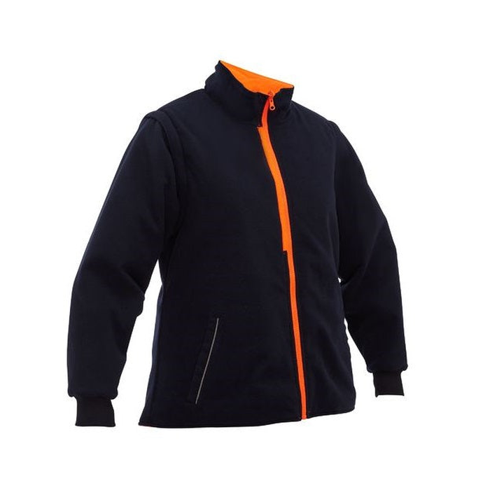 Bisley BKL6975 Womens Taped Hi Vis 5 In 1 Rain Jacket navy/orange, inner fleece view
