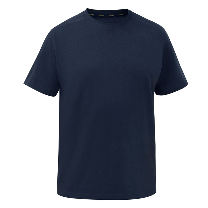 Mens navy blue, Bisley BKT078 Cotton Essential Tee, everyday, front view, modern fit