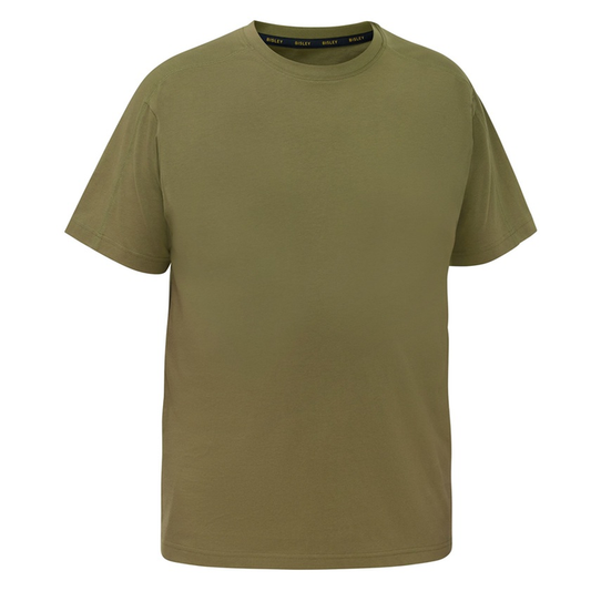 Olive sage coloured mens crew neck, Bisley BKT078 Cotton Essential Tee, front view