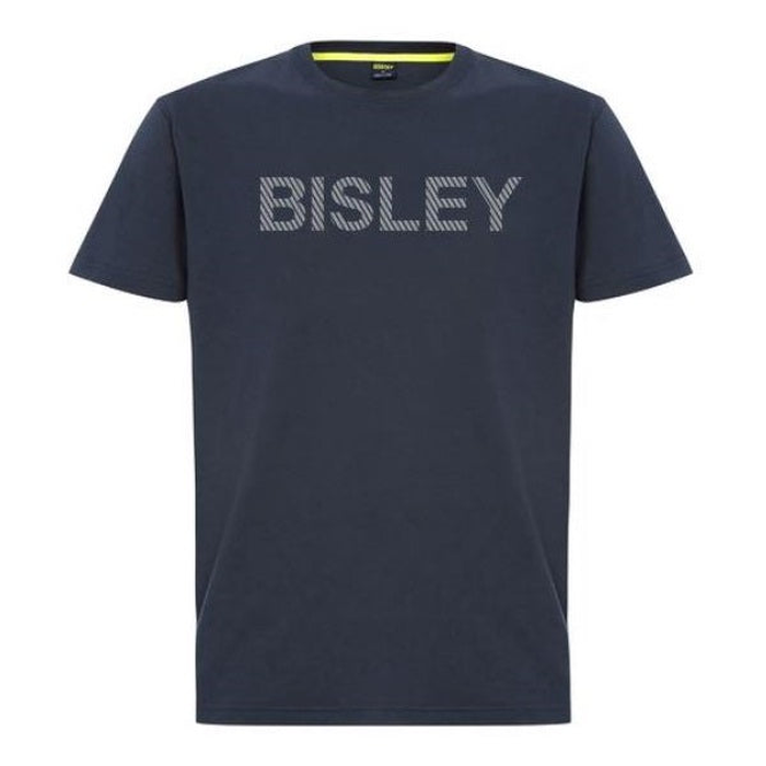 Navy, front view, Bisley BKT081 Segmented Printed Tee, crew neck, premium cotton