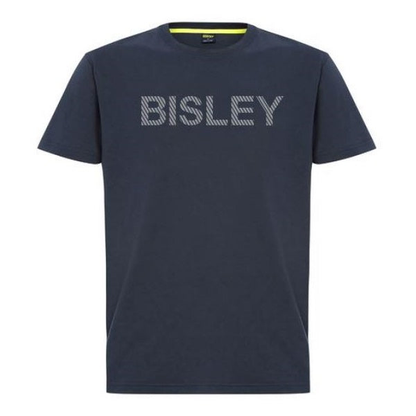 Navy, front view, Bisley BKT081 Segmented Printed Tee, crew neck, premium cotton