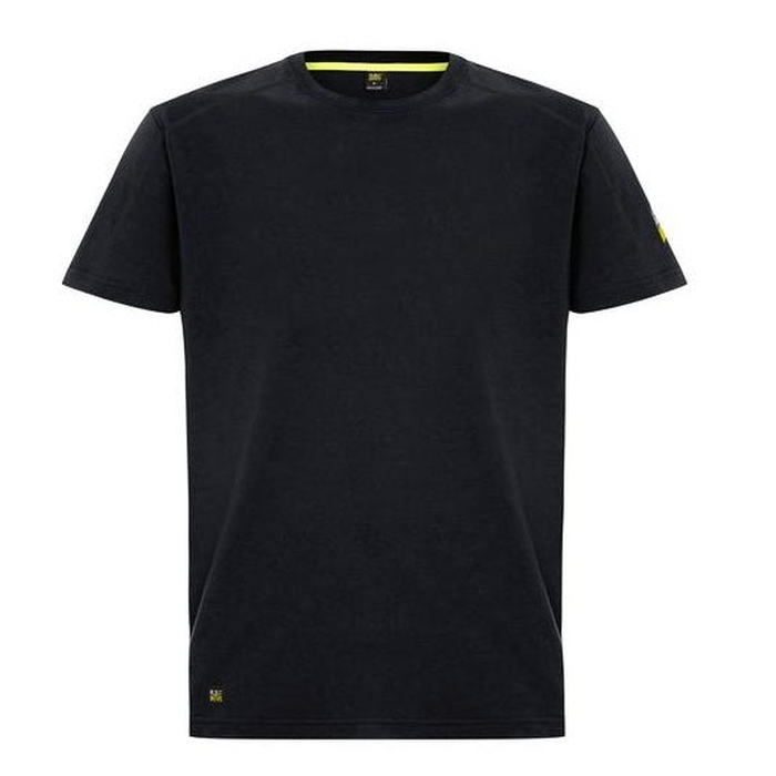 Ladies navy blue, premium cotton, Bisley BKT082 Womens FLX & Move™ Logo Sleeve Tee, front view