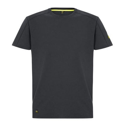 Black crew neck, worksite, tradie, Bisley BKT082 Womens FLX & Move™ Logo Sleeve Tee, front view