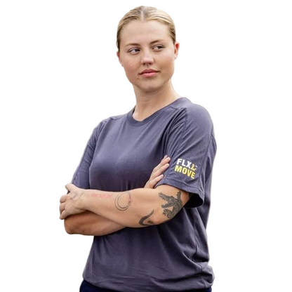 Navy blue, model view, Bisley BKT082 Womens FLX & Move™ Logo Sleeve Tee
