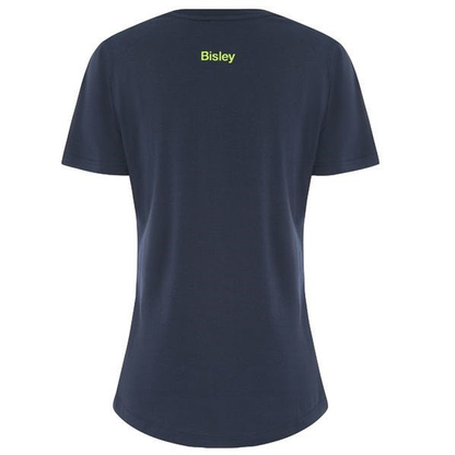 Bisley BKTL064 Womens Cotton Logo Tee, navy blue, rear view