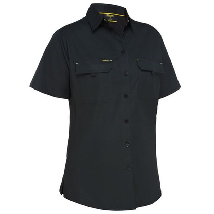 Bisley BL1414 Womens X Airflow Ripstop Shirt, black front view, modern fit