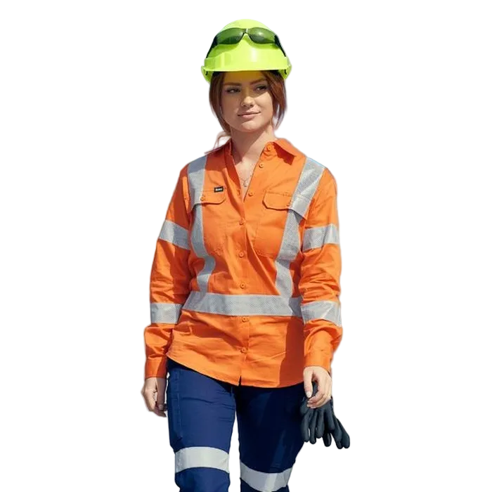 Bisley BL6166XT Womens Taped X Back Cool Lightweight HiVis Drill Shirt, model view