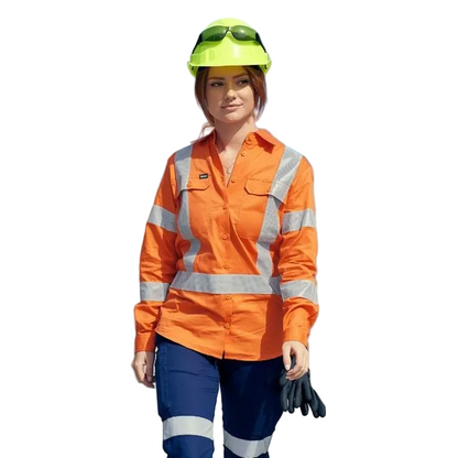 Bisley BL6166XT Womens Taped X Back Cool Lightweight HiVis Drill Shirt, model view