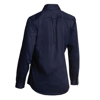 Bisley BL6339 Womens Drill Long Sleeve Shirt, navy rear view