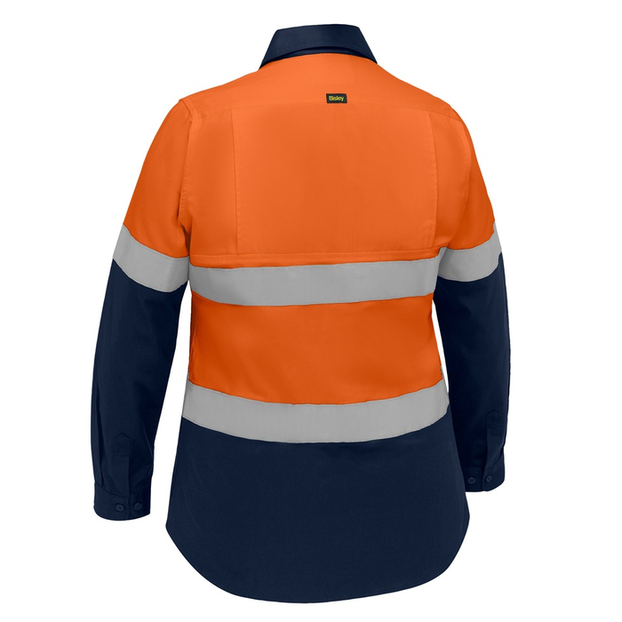 Bisley BL6390T Industrial Womens Taped Hi Vis Cool Lightweight Vented Shirt, orange navy , rear view