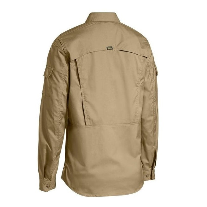 Bisley BL6414 Womens X Airflow Ripstop Long Sleeve Shirt, khaki, rear view