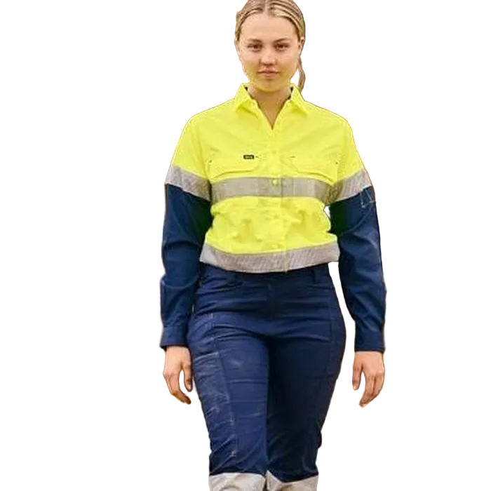 Bisley BL6491T Womens X Airflow HiVs Taped Stretch Ripstop Shirt, model view