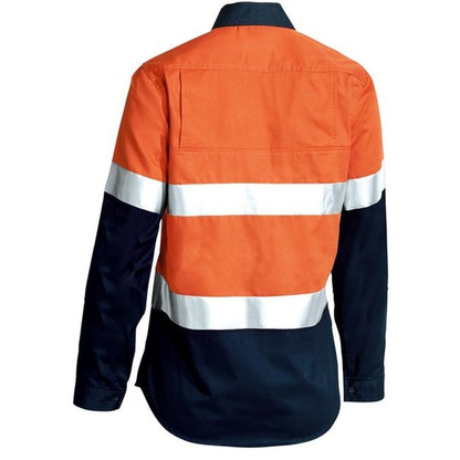 Bisley BL6896 Ladies HiVis Cool Lightweight Shirt With Tape, orange/navy, rear view