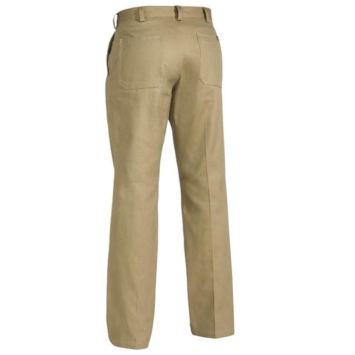Bisley BP6007 Mens Original Cotton Drill Work Pants, khaki, rear view