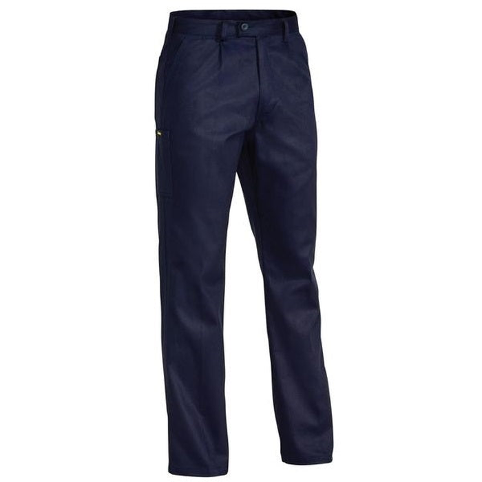 Navy blue, long wearing, traditional fit, Bisley BP6007 Mens Original Cotton Drill Work Pants, front view