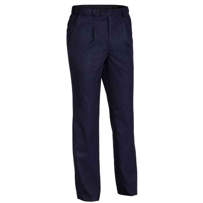 Navy easy fit adjustable waist, front view, Bisley BP6123D Permanent Press Trouser