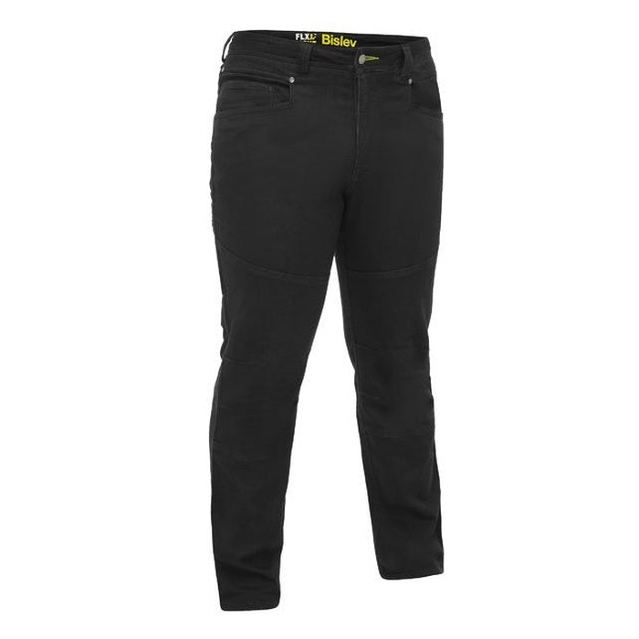 Black, stretch knit denim, Bisley BP6137 Flx & Move™ Stretch Denim Jeans, front view