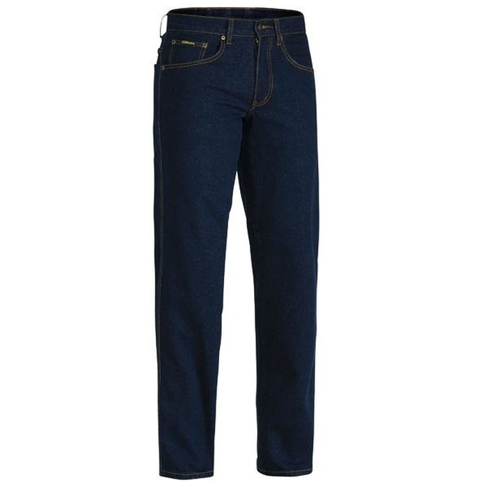Stonewash blue, traditional fit, Bisley BP6712 Rough Rider Blue Stretch Jeans, front view