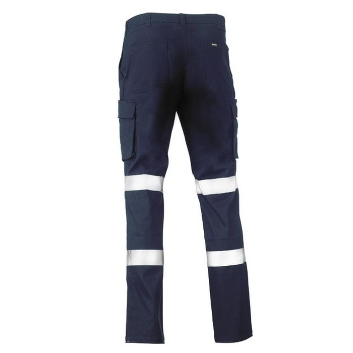 Bisley BPC6008T Taped Biomotion Stretch Cotton Drill Cargo Pants, navy, rear view