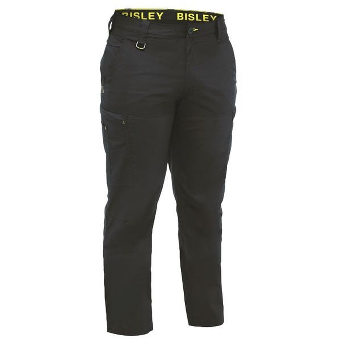 Black, lightweight, comfortable, Bisley BPC6152 Airflow™ Stretch Ripstop Lightweight Cargo Pants, front view
